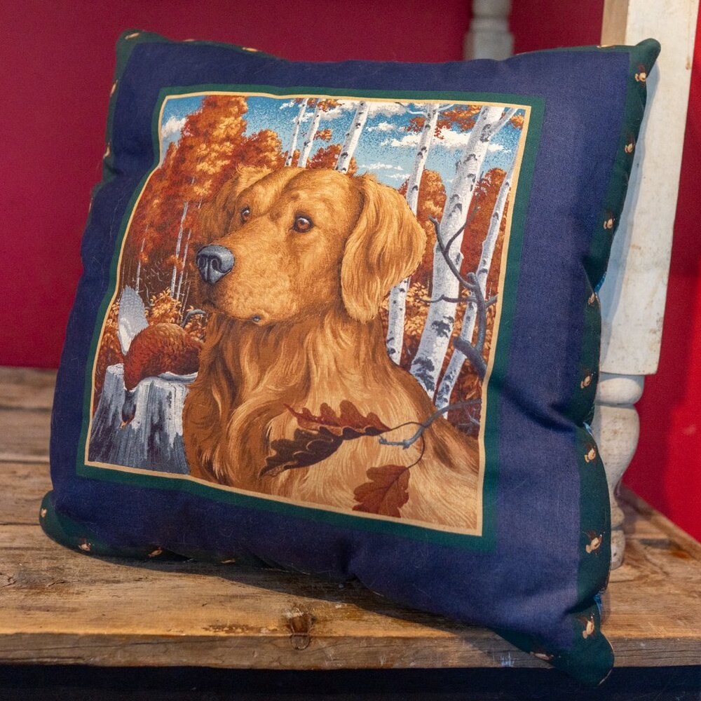 Retriever Duck Hunting Scene Throw Pillow, Black Lab, Golden Retriever, Ducks